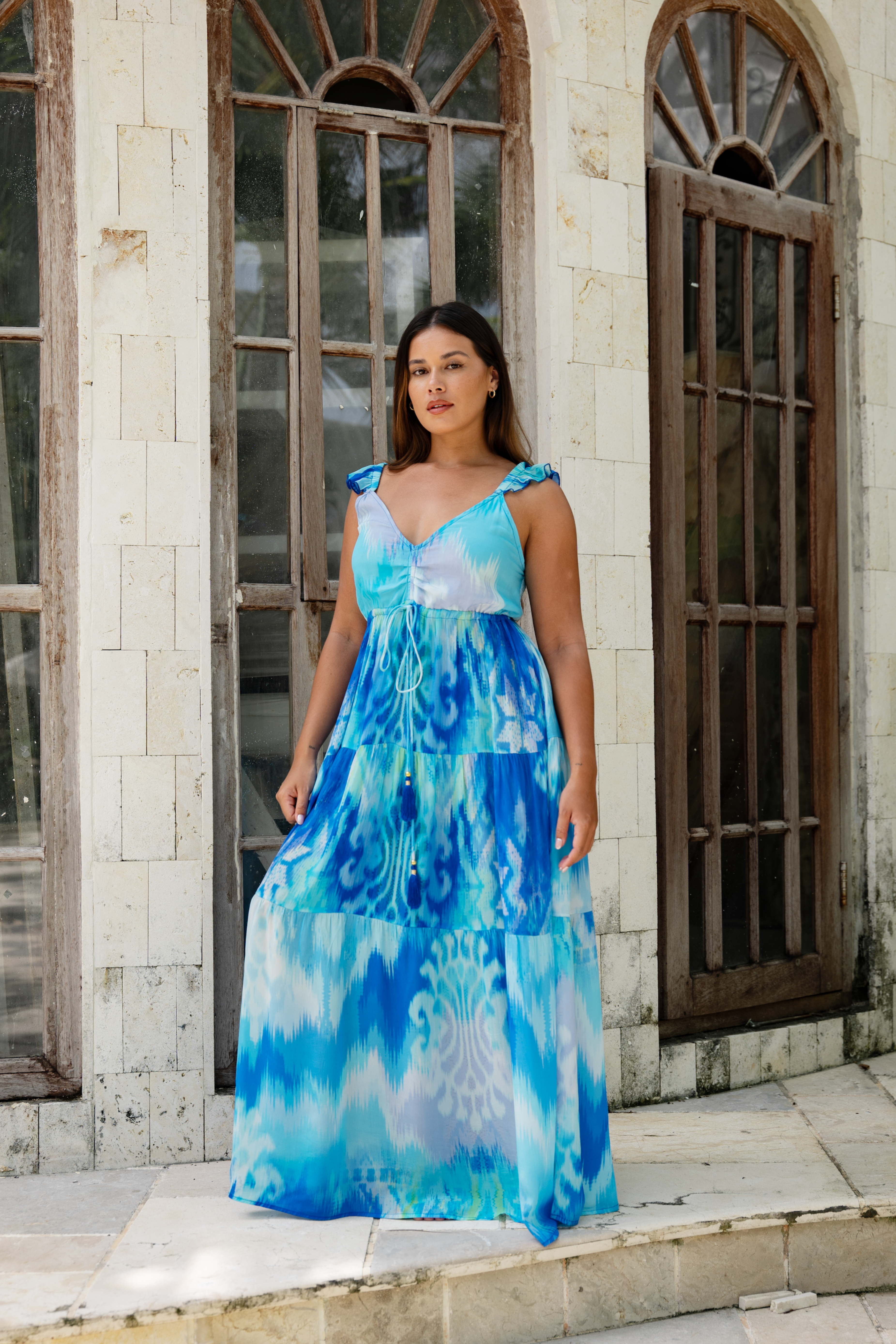 Caribbean Ocean tiered maxi dress  Guilty Beach