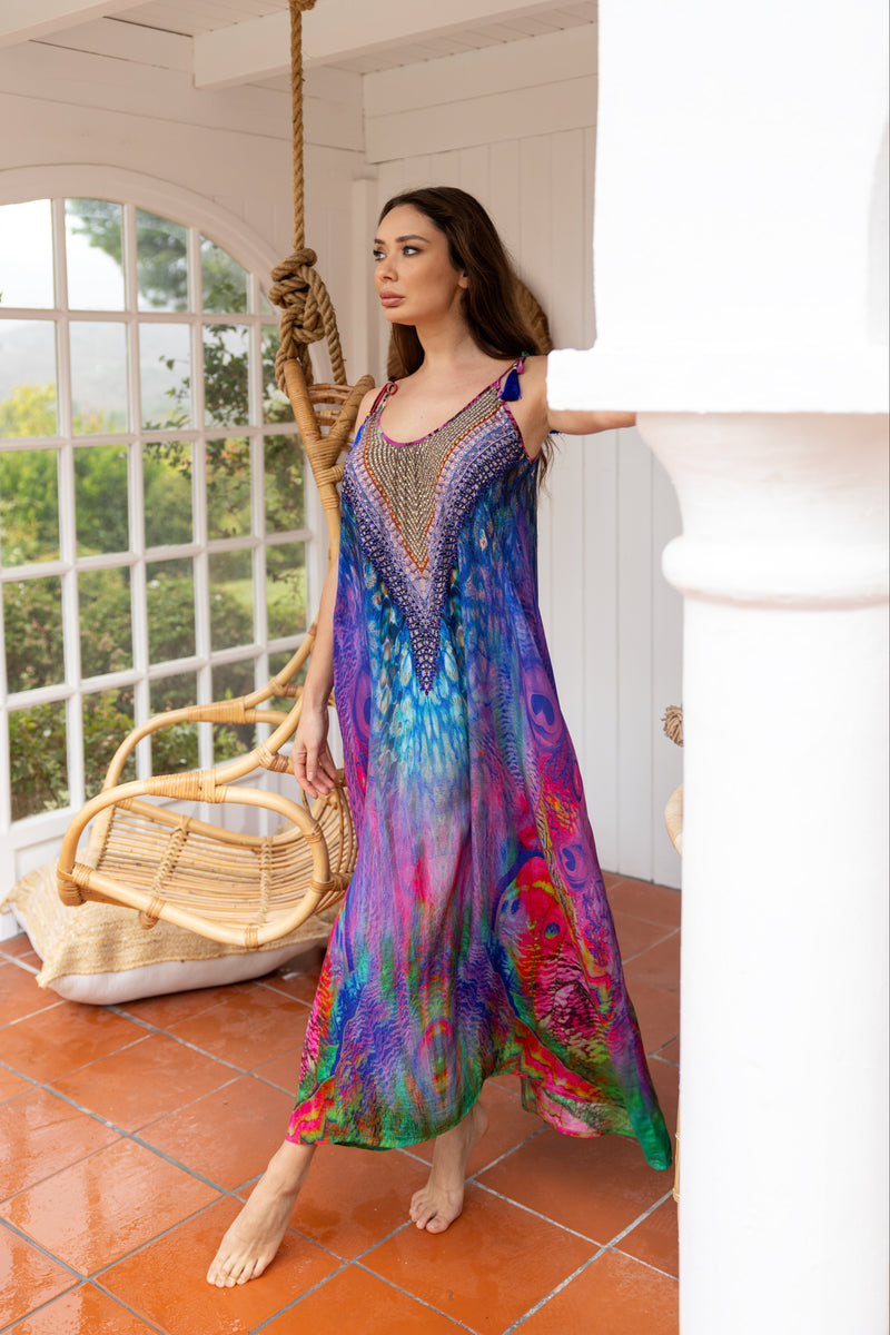 Tropical Brights printed maxi dress