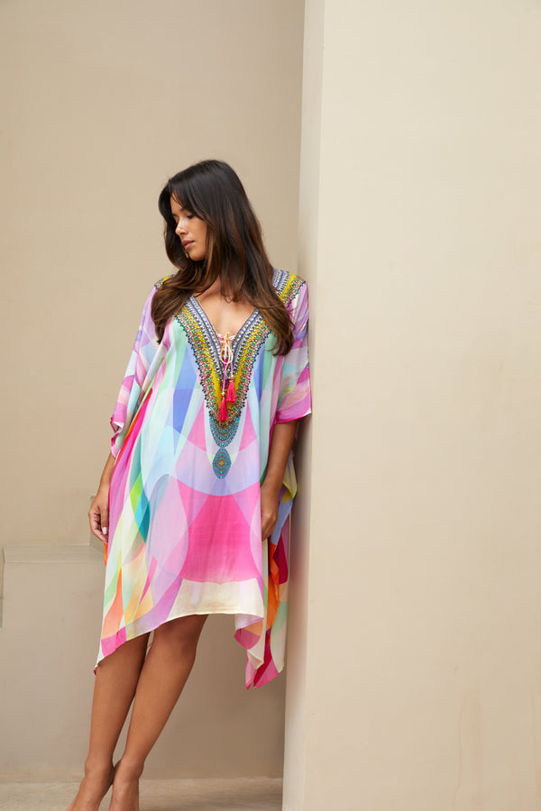 Tropical Pastel Printed Kaftan