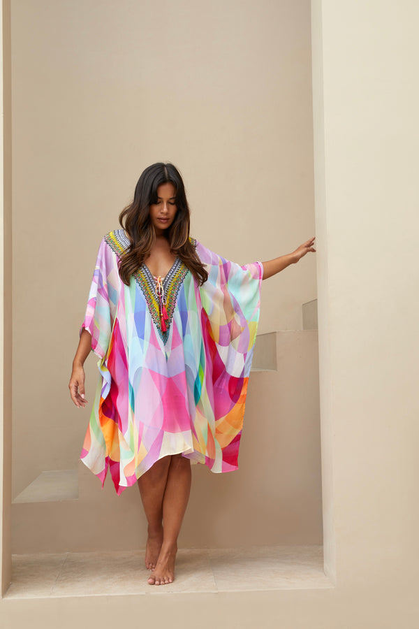 Tropical Pastel Printed Kaftan