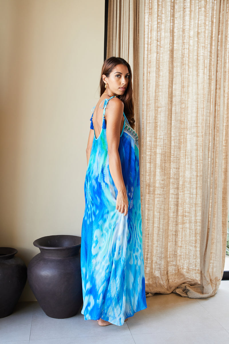 Caribbean Ocean printed maxi dress