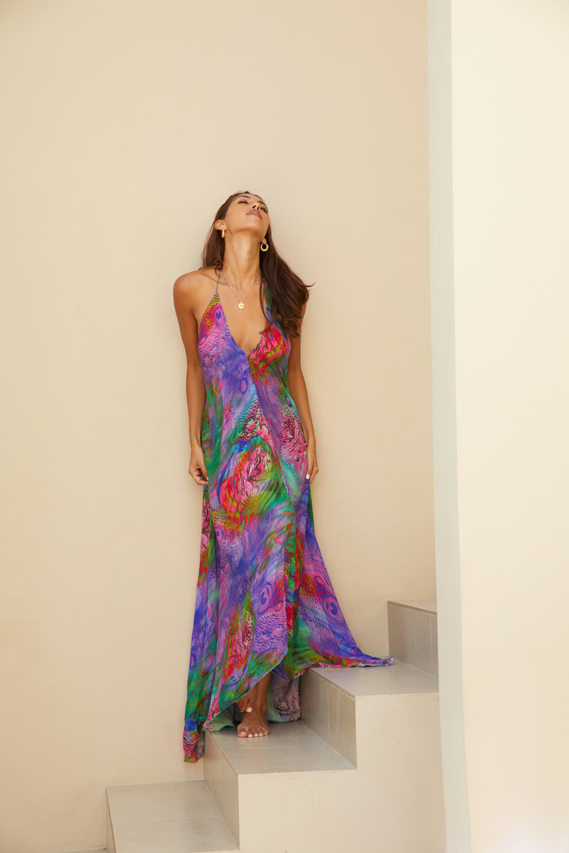 Tropical Brights Low Back Maxi Dress