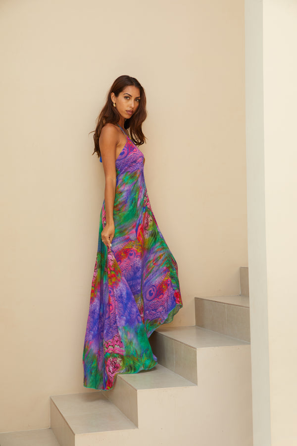 Tropical Brights Low Back Maxi Dress