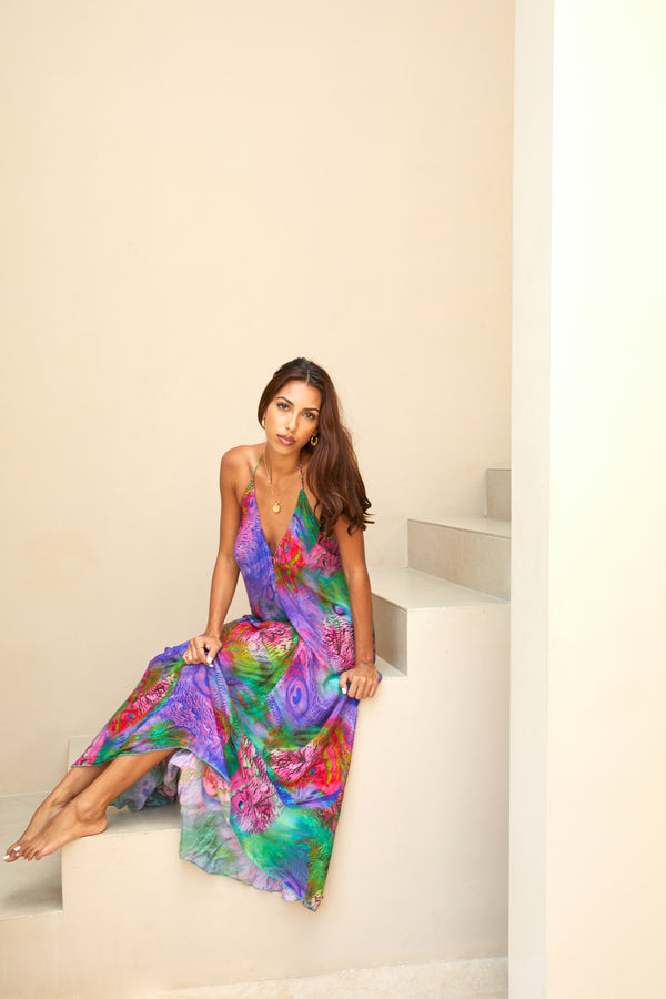 Tropical Brights Low Back Maxi Dress