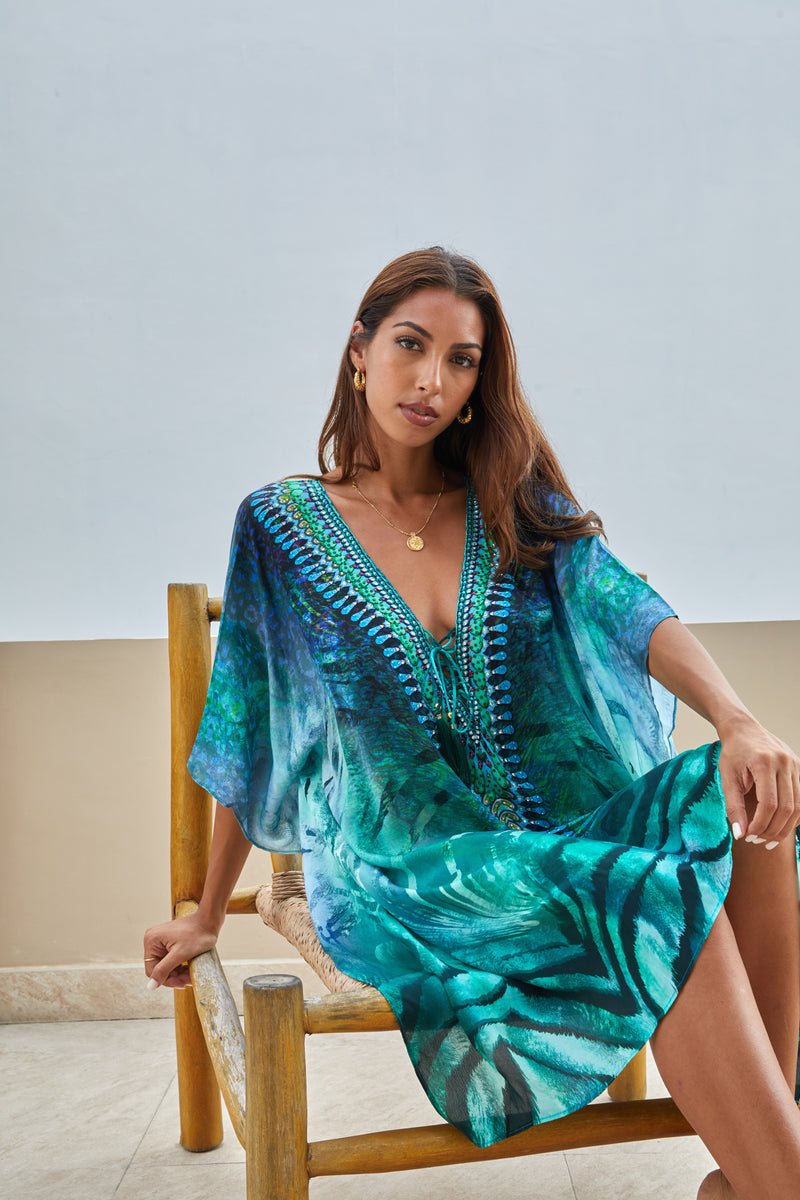 Tropical Palm Printed Kaftan