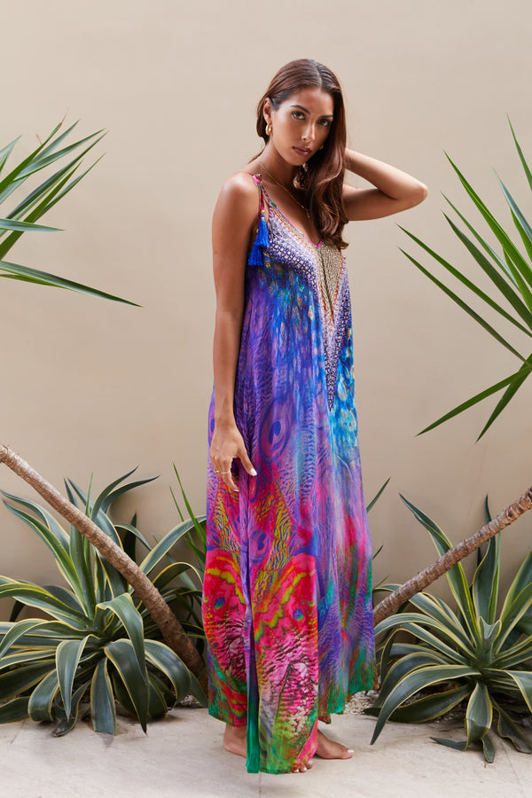 Tropical Brights printed maxi dress