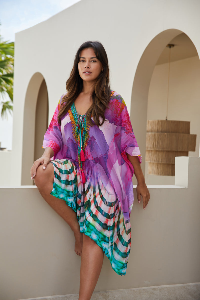 Pink Coral Reef Printed Kaftan