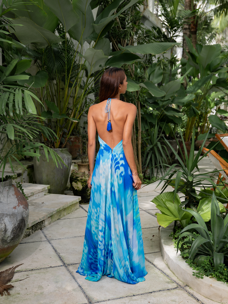 Caribbean Ocean Low Back Maxi Dress  Guilty Beach