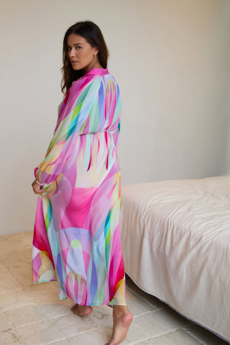Tropical Pastel Long Sleeve Maxi Dress Guilty Beach Tropical Pastel Long Sleeve Maxi Dress Guilty Beach